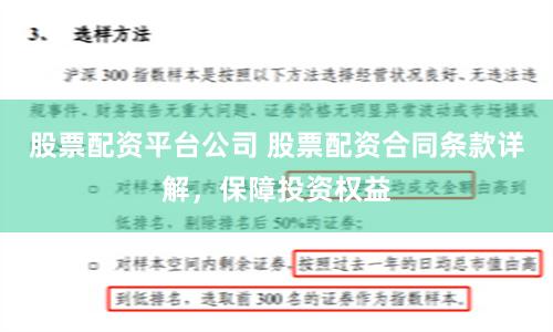 股票配资平台公司 股票配资合同条款详解，保障投资权益